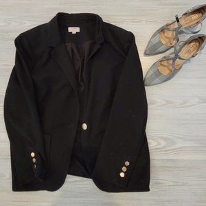 Ann Taylor LOFT Plus Black Blazer with Gold Button